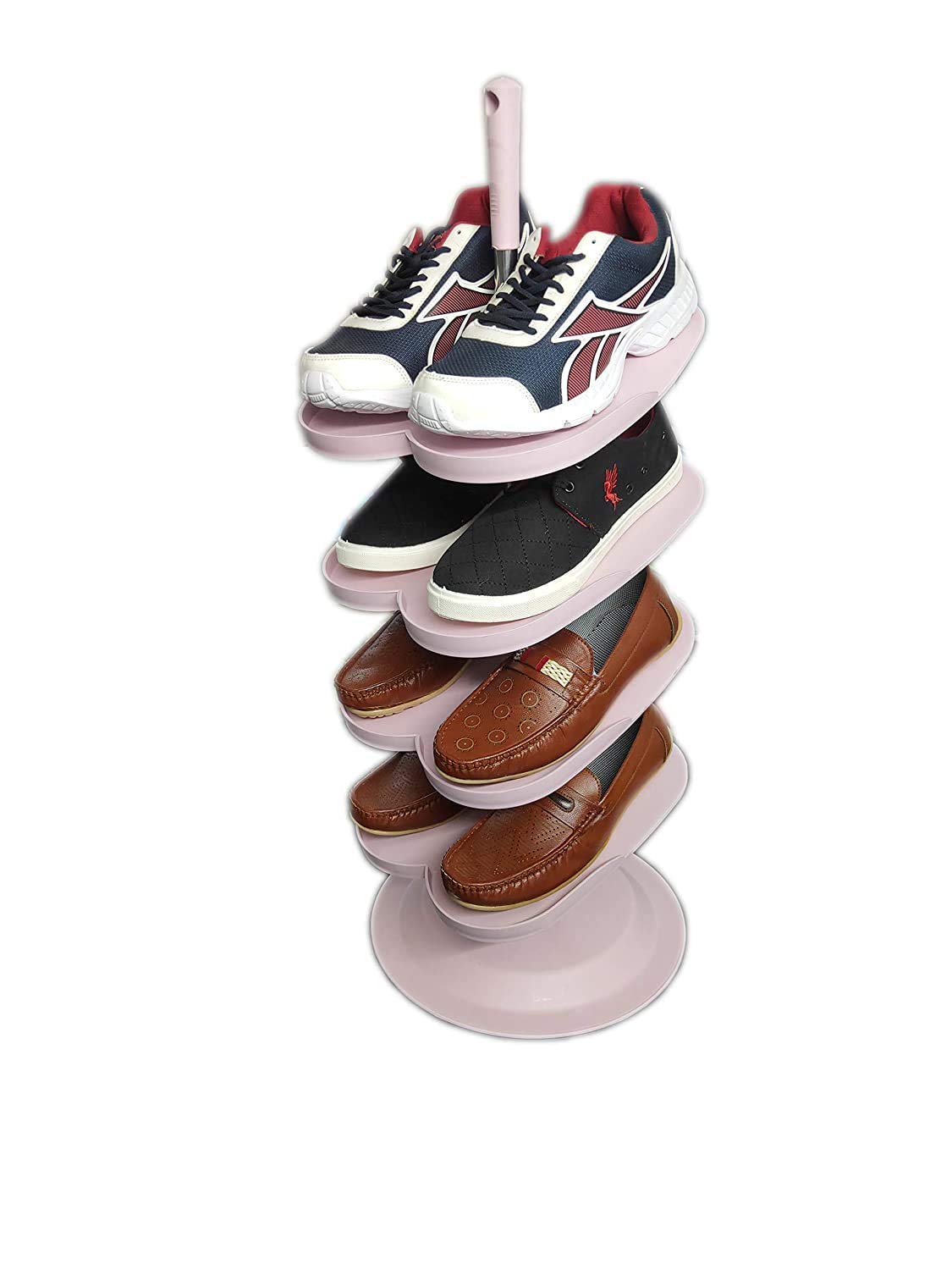 Shoe Rack Foldable Storage Organizer for Home and Office Open Type (129) (Pink)
