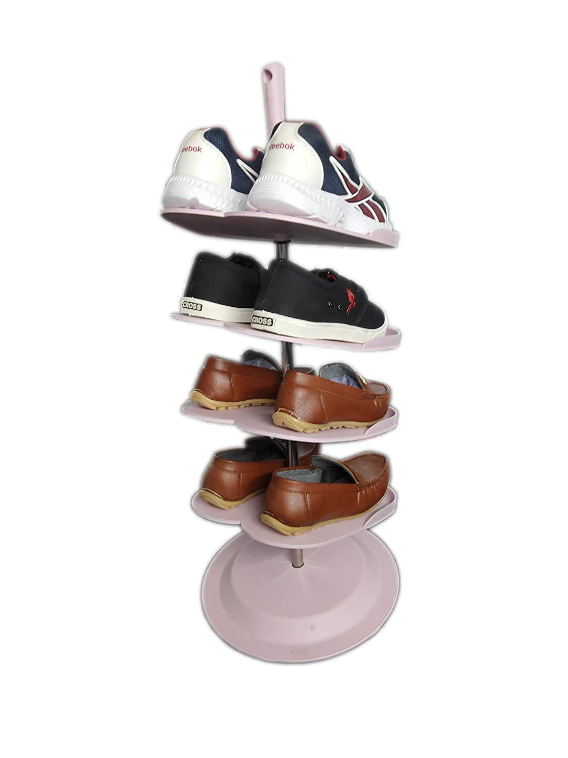 Shoe Rack Foldable Storage Organizer for Home and Office Open Type (129) (Pink)