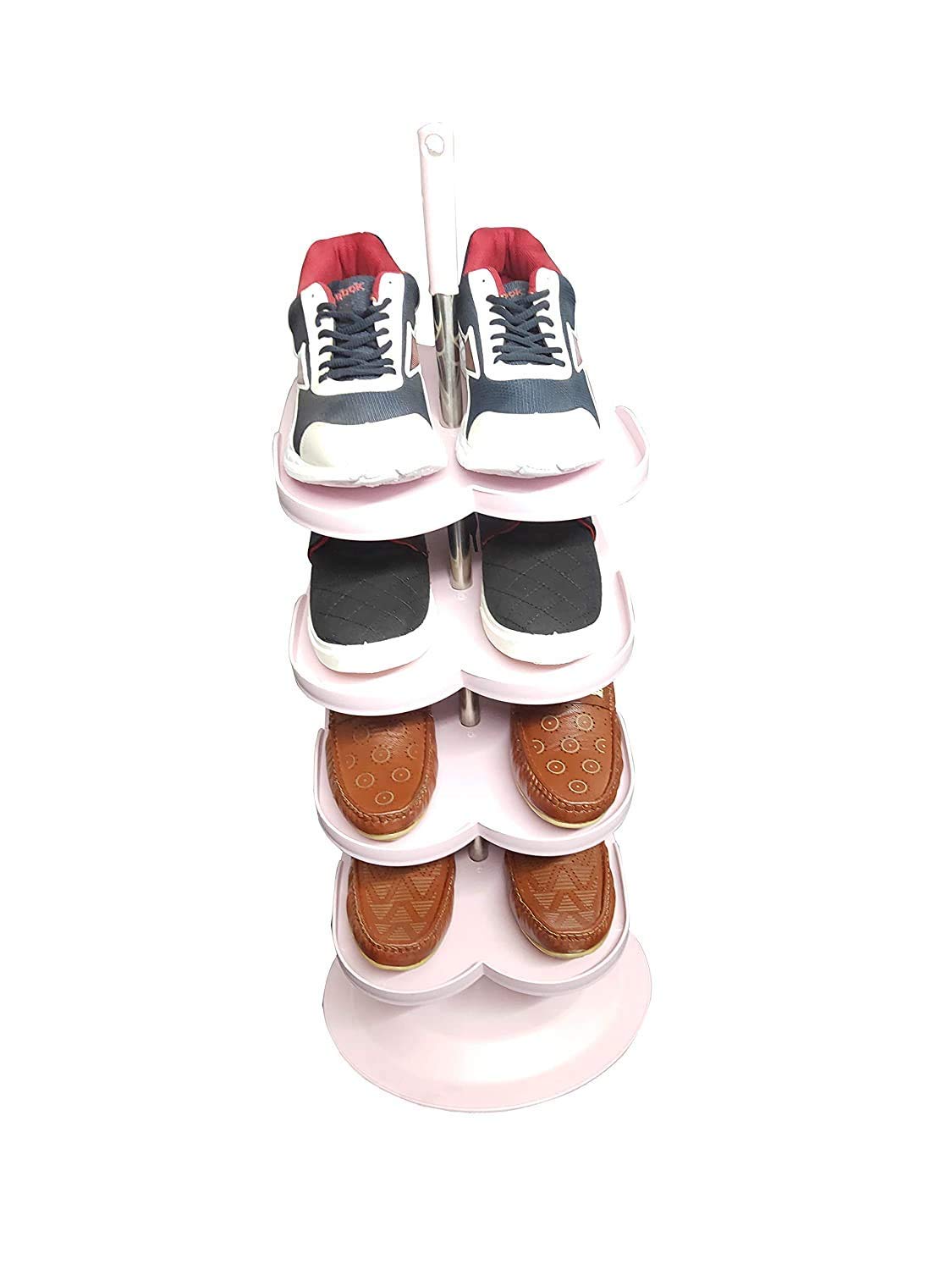 Shoe Rack Foldable Storage Organizer for Home and Office Open Type (129) (Pink)