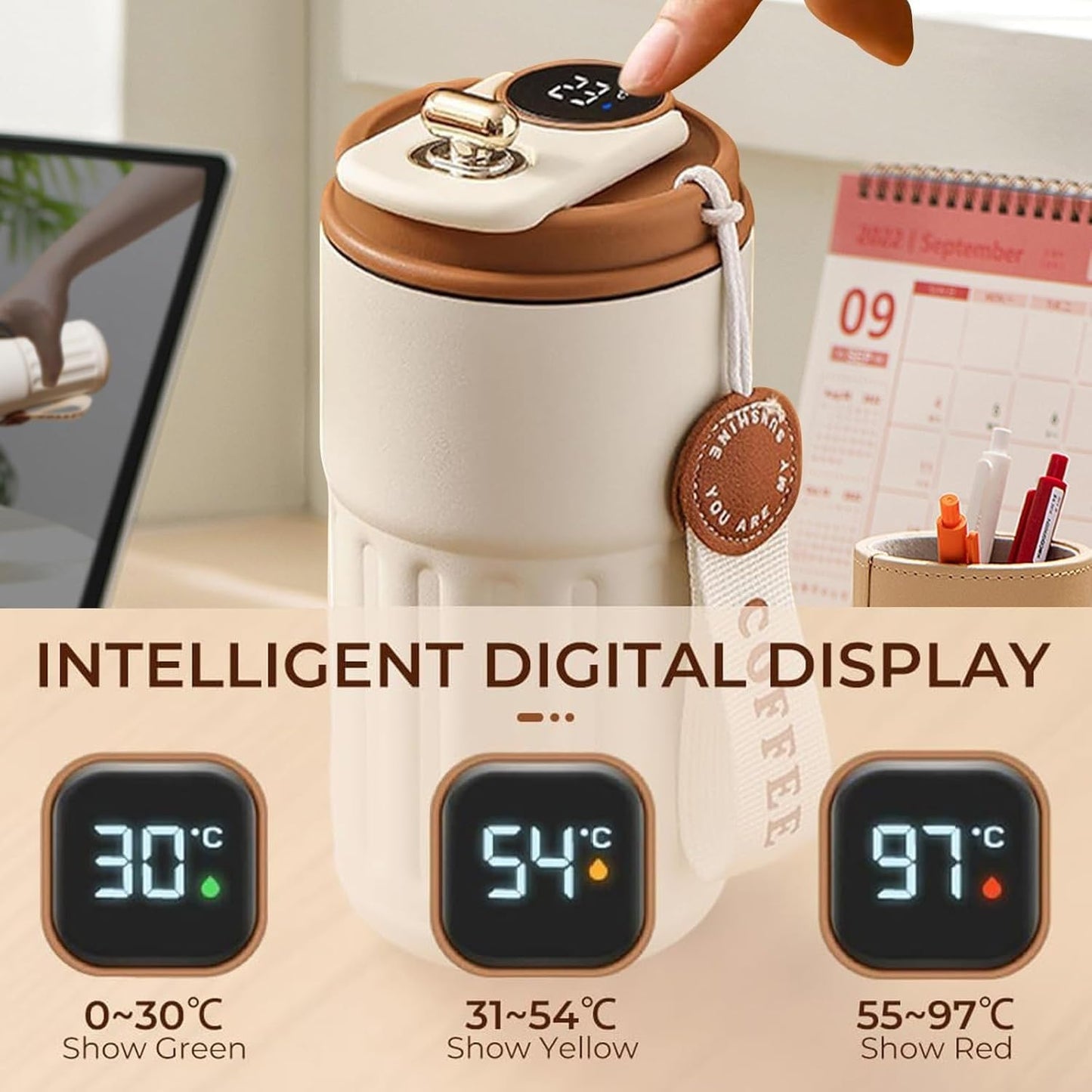 420ml Portable Stainless Steel Coffee Mug for Hot and Cold Drinks with Multicolor Lid Travel Thermal Temperature Mug for Home and Office Use (CM-998)