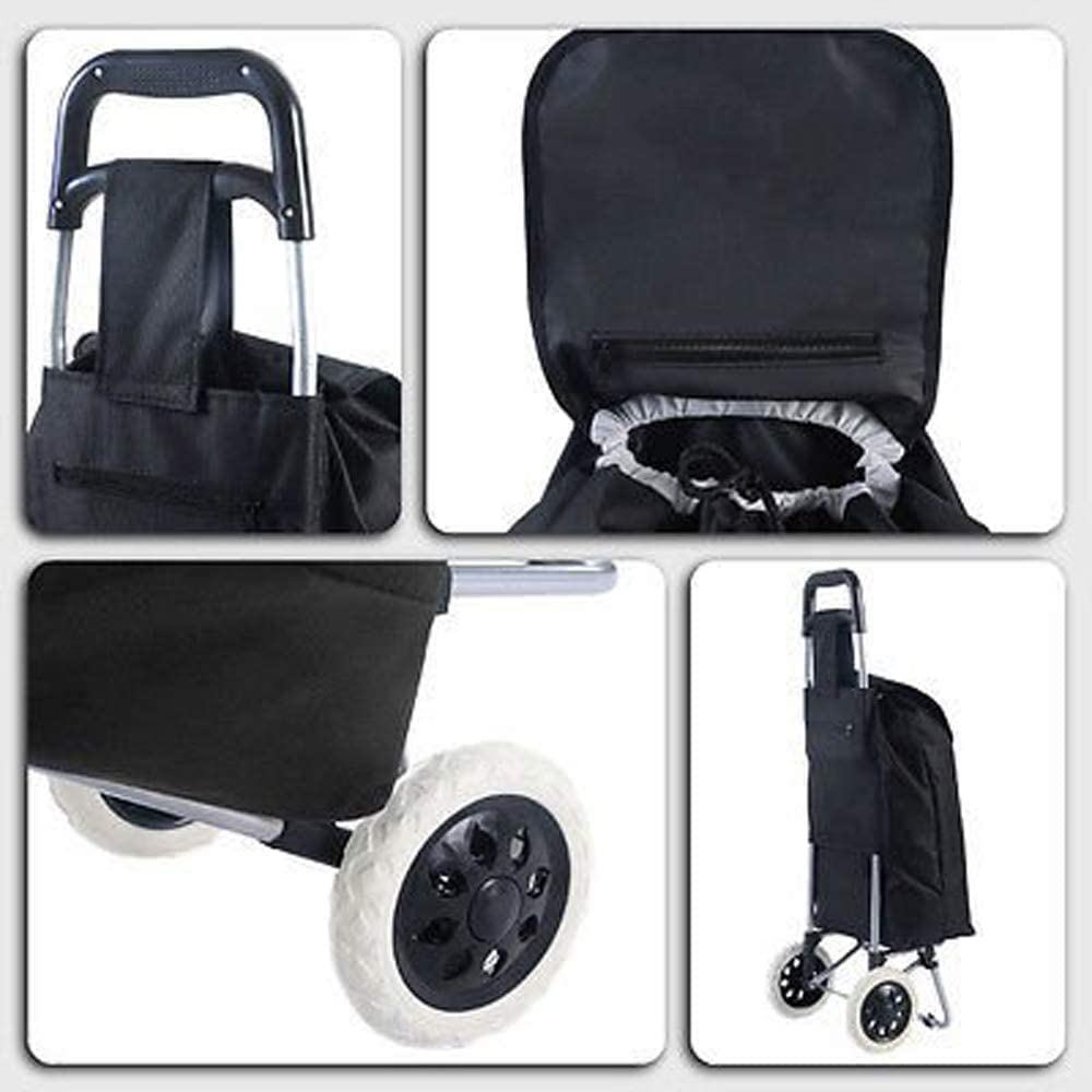 Foldable Shopping Trolly Luggage Bag Vegetable Trolley with Wheel Easy to Carry Travelling Luggage Trolley Bag with Good Looking and Easy Carring SD-1 (Black)
