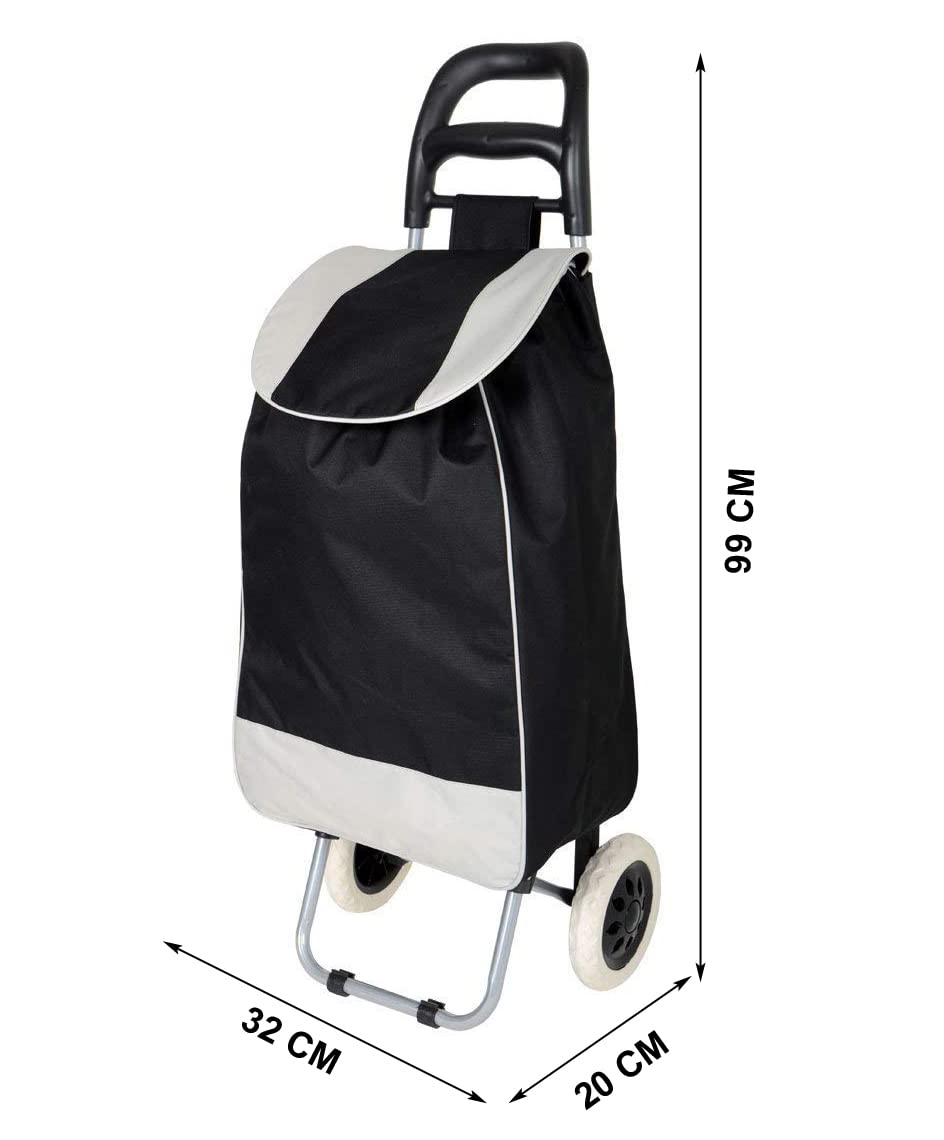 Foldable Shopping Trolly Luggage Bag Vegetable Trolley with Wheel Easy to Carry Travelling Luggage Trolley Bag with Good Looking and Easy Carring SD-1 (Black)