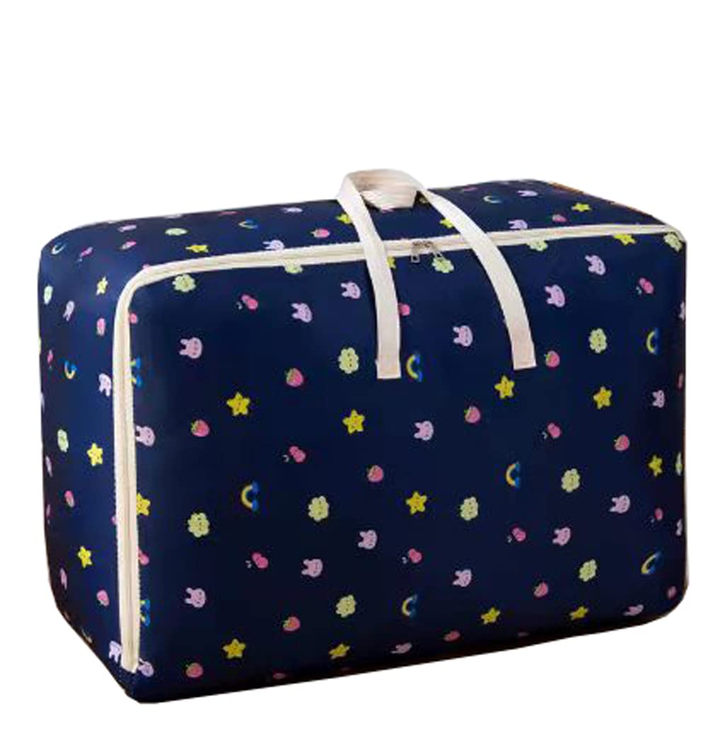 Lightweight Foldable Clothes Organizing Bag Polyester Underbed Storage Organizer Bag Compression Bag with Zipper (BG09) (Pack of 1, Blue)