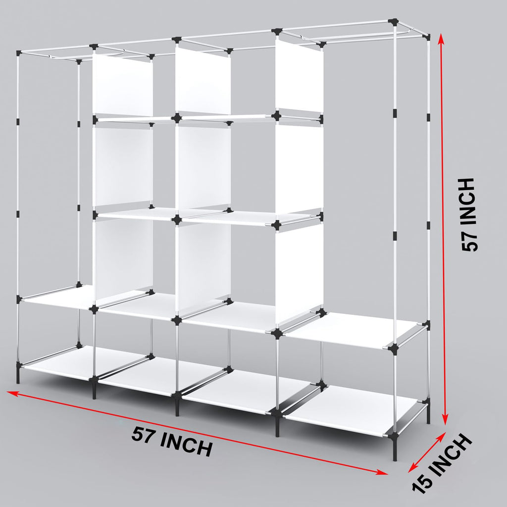 Shelves Fancy Layer Collapsible Wardrobe Portable Almirah Foldable Racks for Clothes Cupboard Cloth Organizer Non Rustable Iron and PP Plastic Cloth Wardrobe