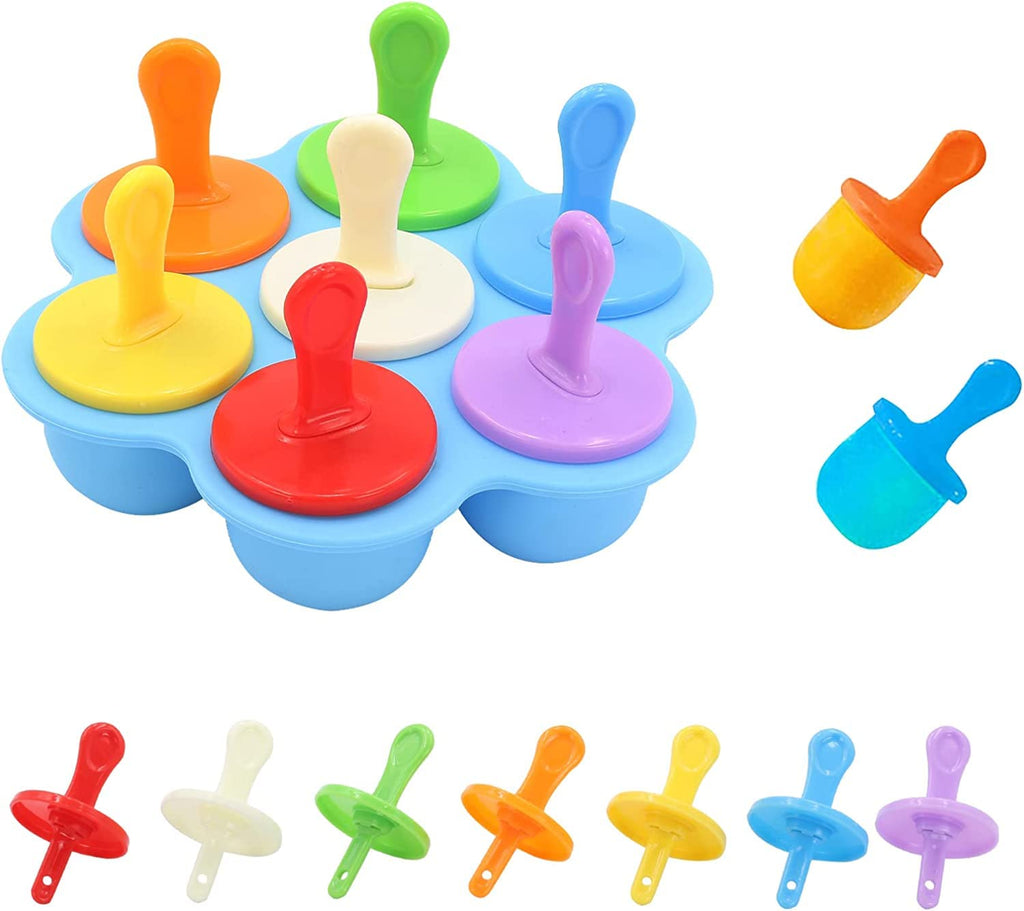 Silicone Baby Popsicle Molds BPA Free Non-Stick Ice Pop Maker Kids Ice Cream Multicolor (IC7-1)