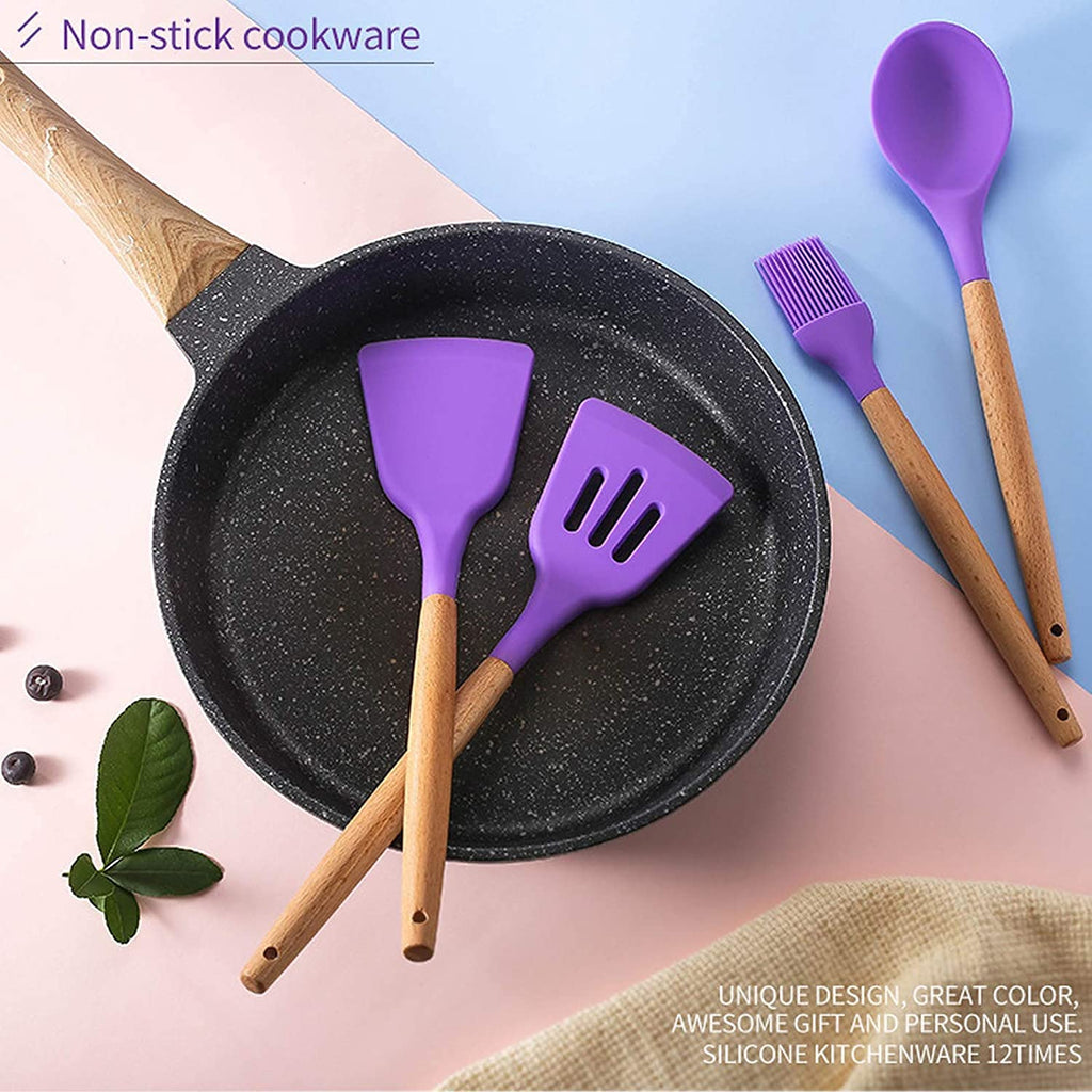 Wooden Handle Silicone Cooking Spoon