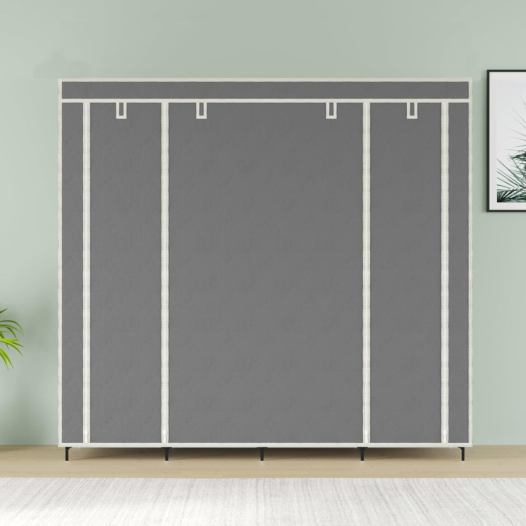 Shelves Fancy Layer Collapsible Wardrobe Portable Almirah Foldable Racks for Clothes Cupboard Cloth Organizer Non Rustable Iron and PP Plastic Cloth Wardrobe